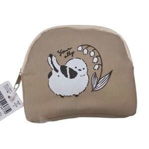 Die Cut Pouch. Bird Design. Tan/White.